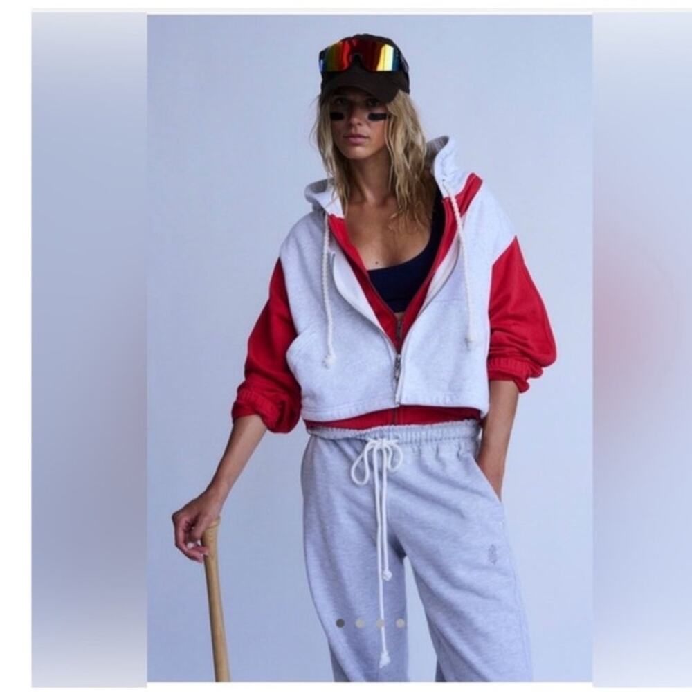 Free People Fp Movement Two Step Zip Up | Color: Red/Grey | Size: S